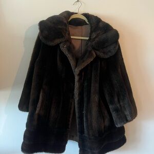 Sears Brown Teddy Faux Fur Vintage Jacket with Plush Texture